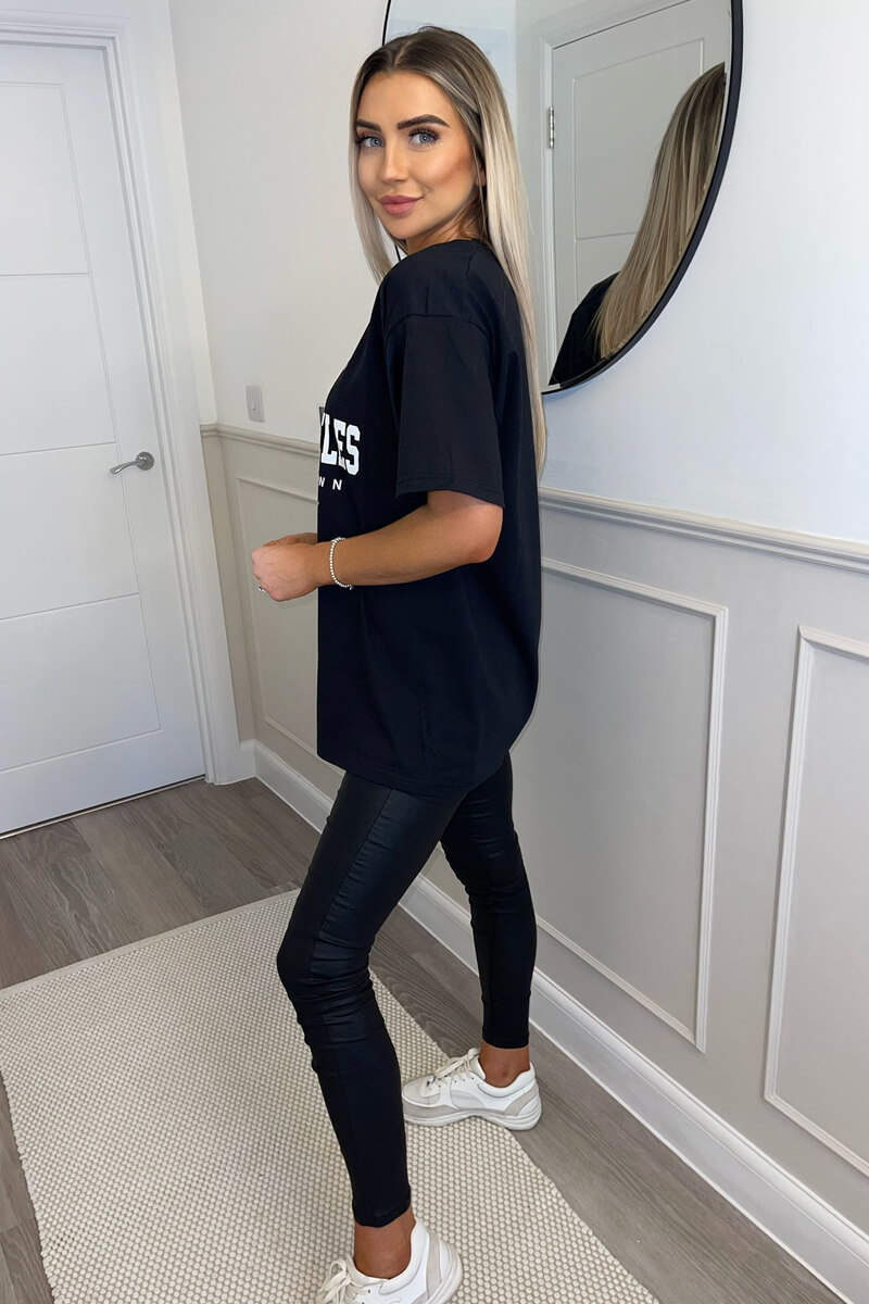 Black Los Angeles Slogan Oversized T-Shirt