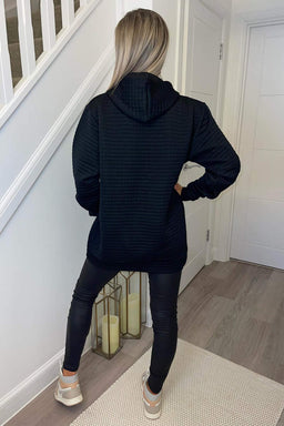 Black Quilted Hoodie