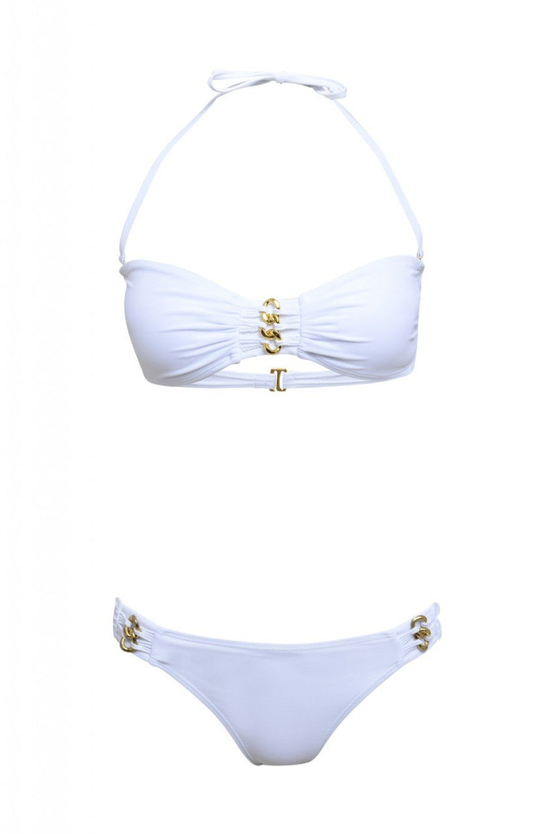 White Bandeau Style Bikini
