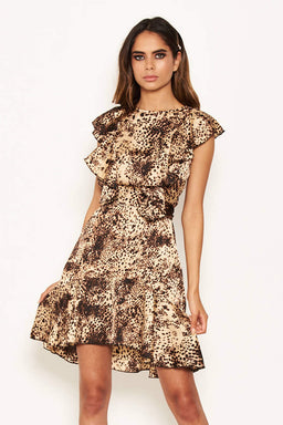 Animal Print Frill Dress