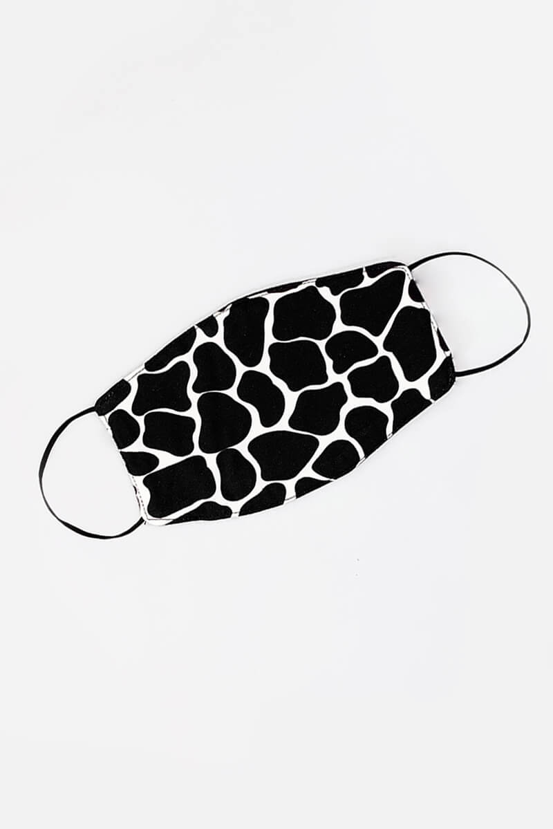 Black Giraffe Printed Face Covering