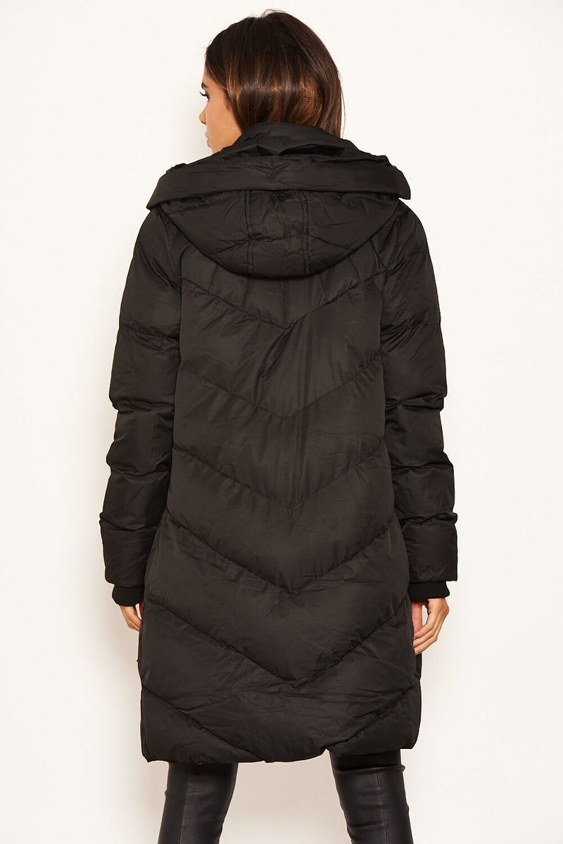 Black Longline Padded Coat