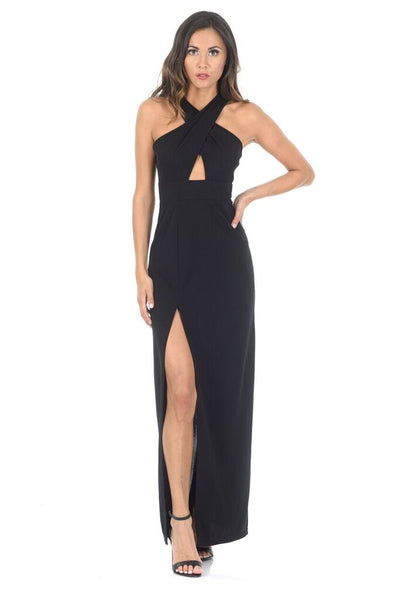 Black Maxi Dress With A Thigh High Split – AX Paris US