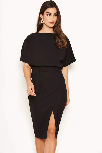 Black Tie Waist Midi Dress – AX Paris US