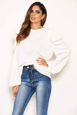 Cream Puff Sleeve Loose Fit Top