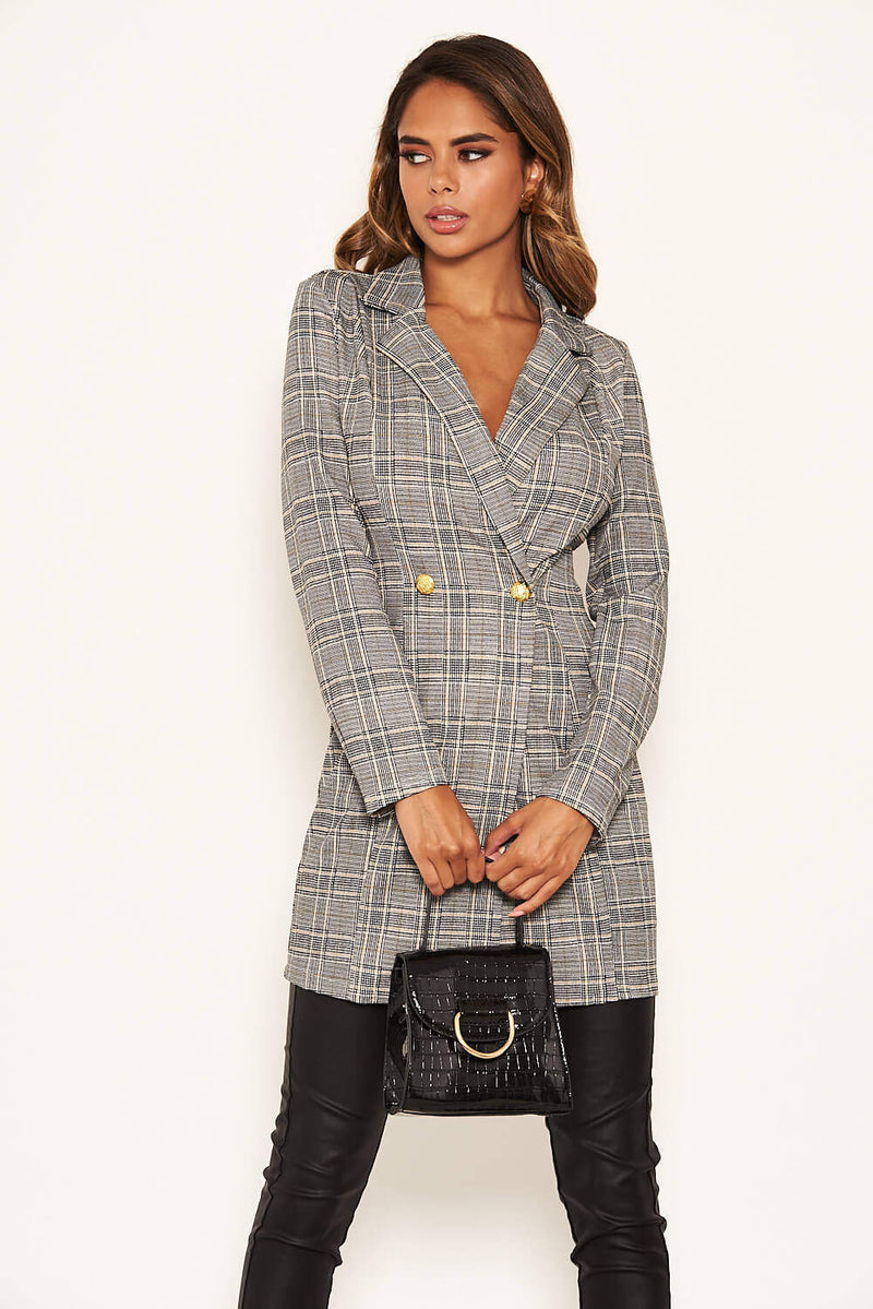 Checked Longline Blazer