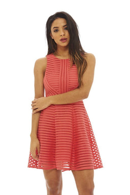 Coral Ladder Detail Skater   Dress