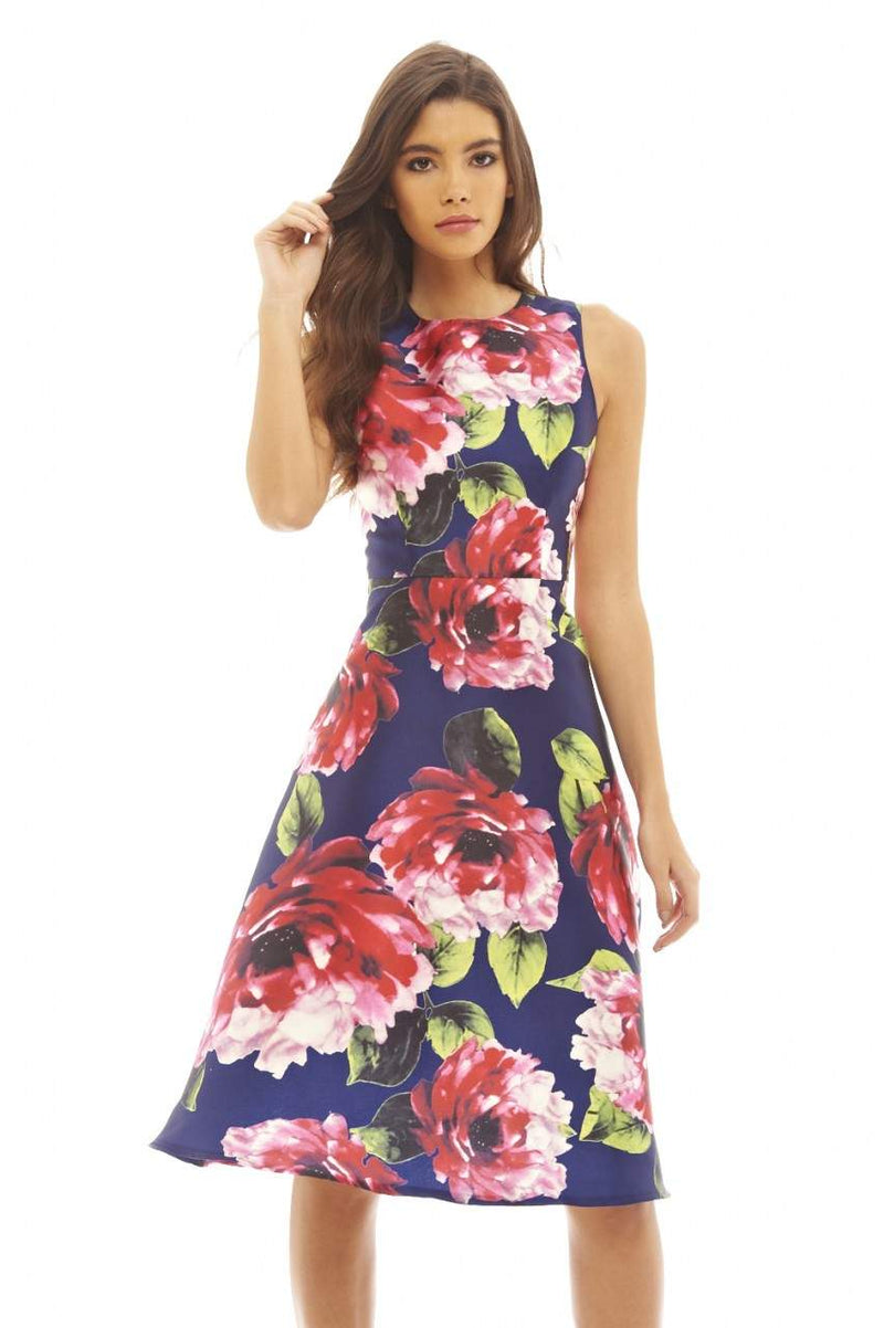 Floral Printed Midi Skater Dress