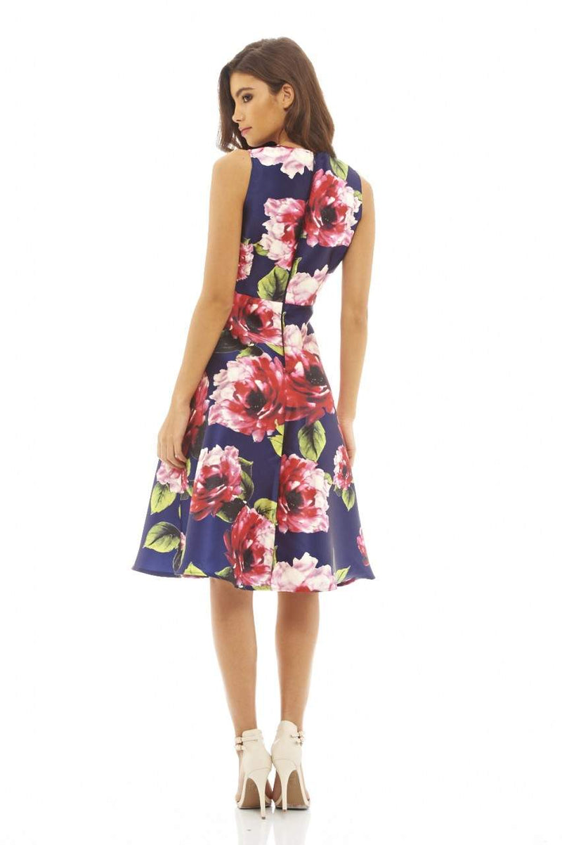 Floral Printed Midi Skater Dress