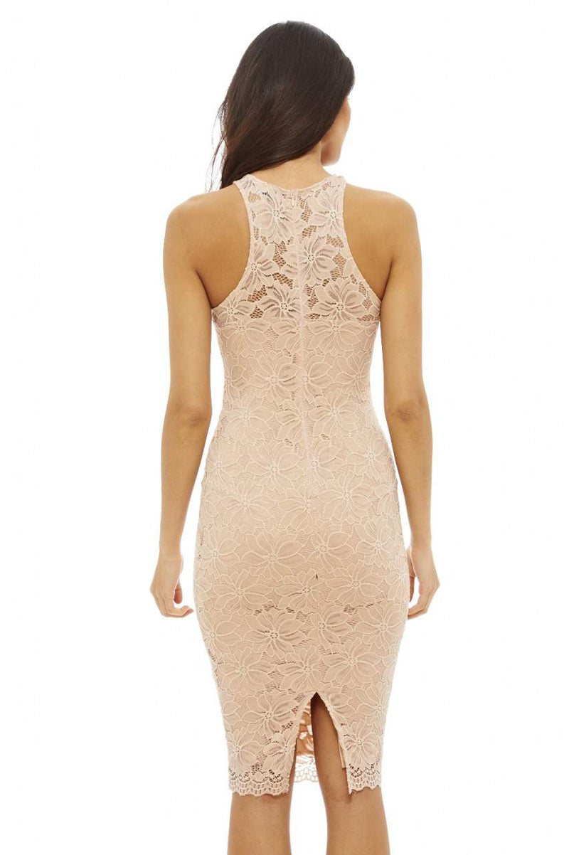 Cut In Neck Lace Bodycon Dress