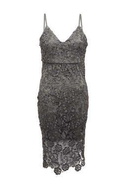 Grey Crochet  Midi Dress