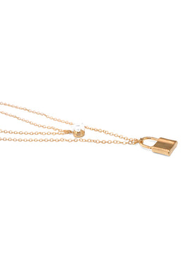 Gold Padlock And Diamante Layered Necklace