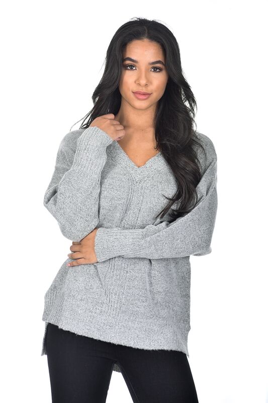 Grey V Neck Jumper
