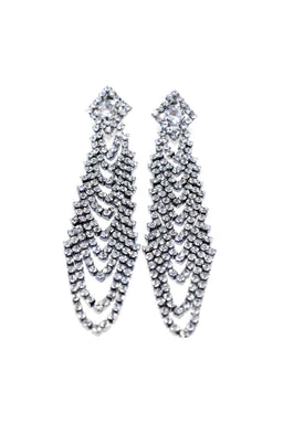 Grey Drop Down Diamante Earrings
