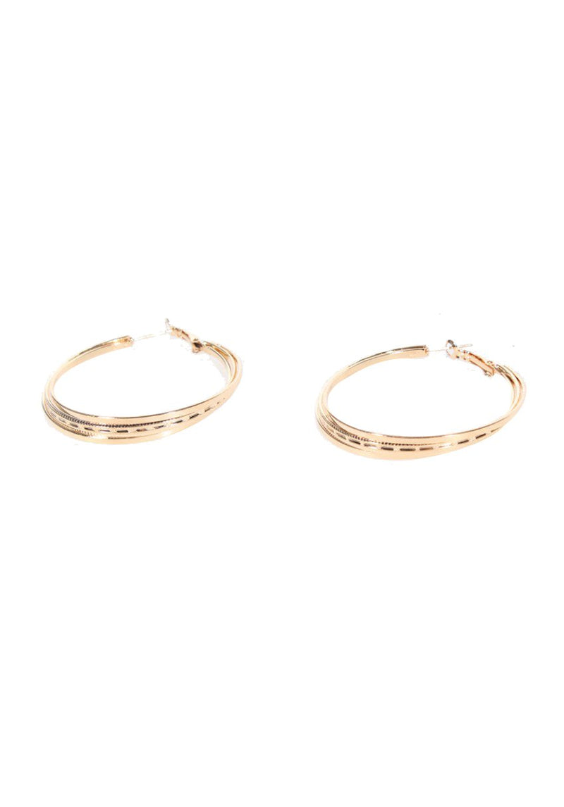 Gold Engraved Hoop Earrings