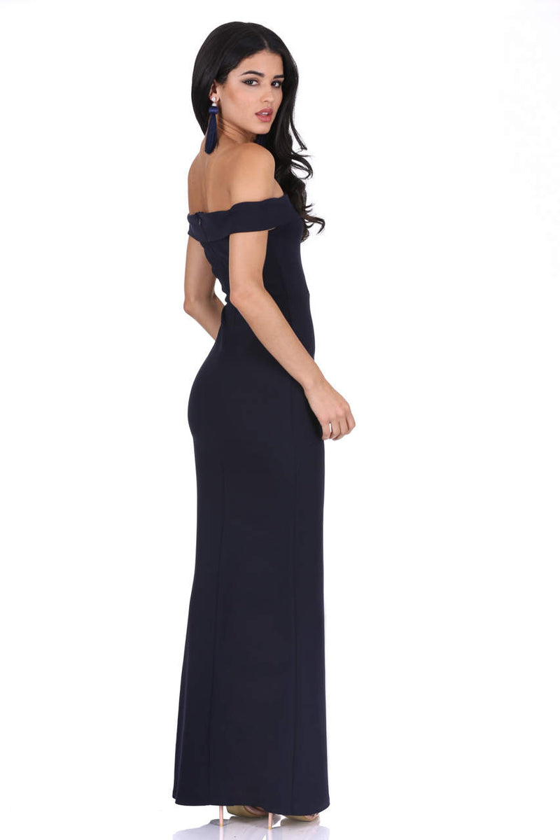 Navy Off The Shoulder Maxi Dress