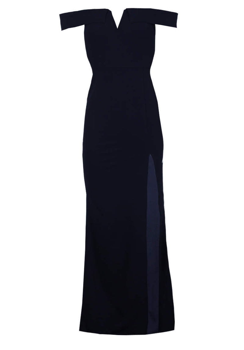 Navy Off The Shoulder Maxi Dress