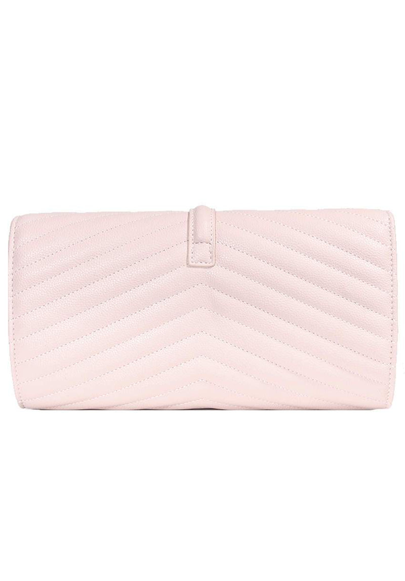Nude Quilted Gold Tassel Clutch Bag