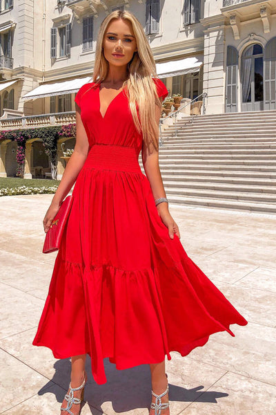 Red Maxi Dress | Red Elastic Waist Maxi Dress | Maxi Dresses| AX Paris AX Paris US Red Maxi Dress | Red Elastic Waist Maxi Dress | Maxi Dresses| AX Paris AX Paris US