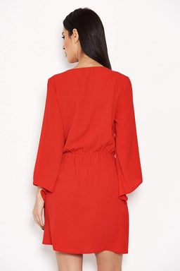 Red Tie Front Day Dress