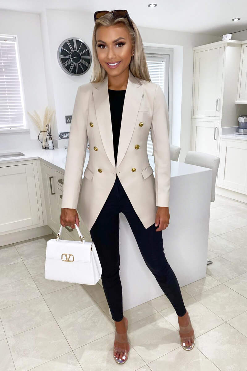 Stone Military Style Blazer