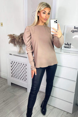 Stone Puff Sleeve Blouse