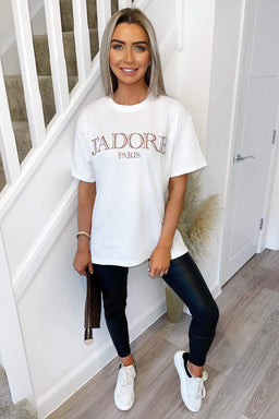 White Jadore Oversized Tee