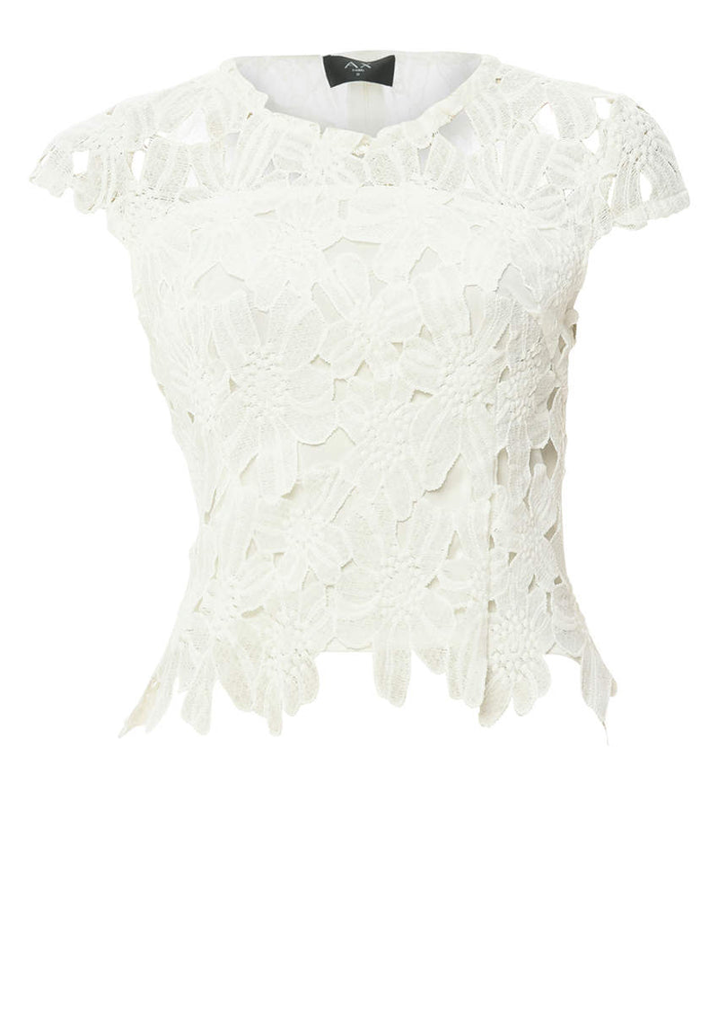 Cream Crochet Detail Top