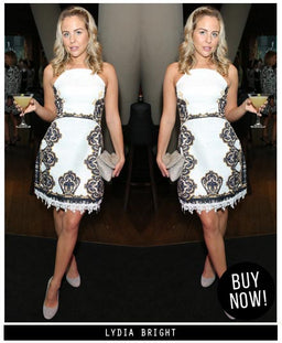 Cream Baroque Printed Dress