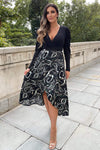 Black And Green 2 in 1 Marble Print Wrap Dress