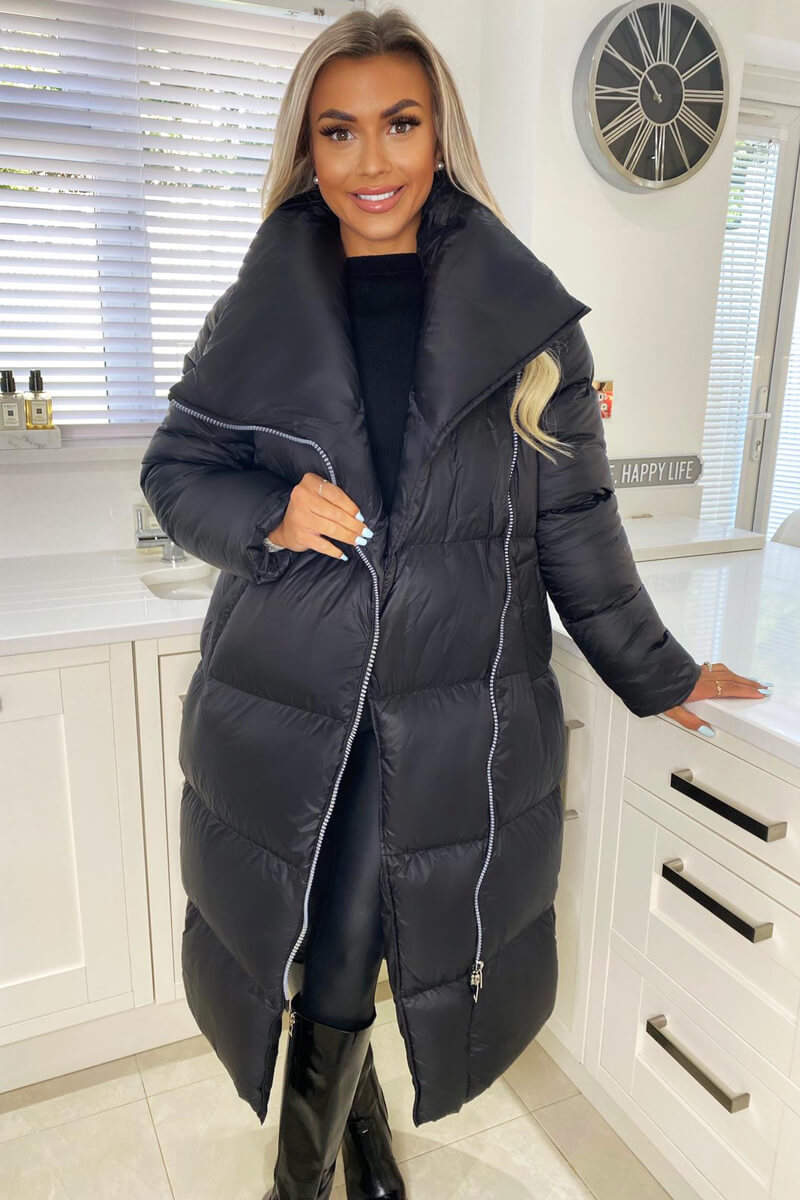 Black Wrap Puffer Coat