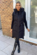 Black Hooded Zip Up Gilet