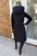 Black Hooded Zip Up Gilet