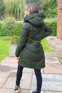 Khaki Long-Line Padded Coat