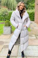 Silver Wrap Puffer Coat