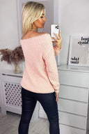 Blush Off The Shoulder Fluffy Jumper