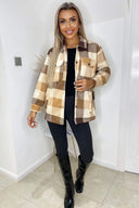 Brown Checked Shirt Jacket