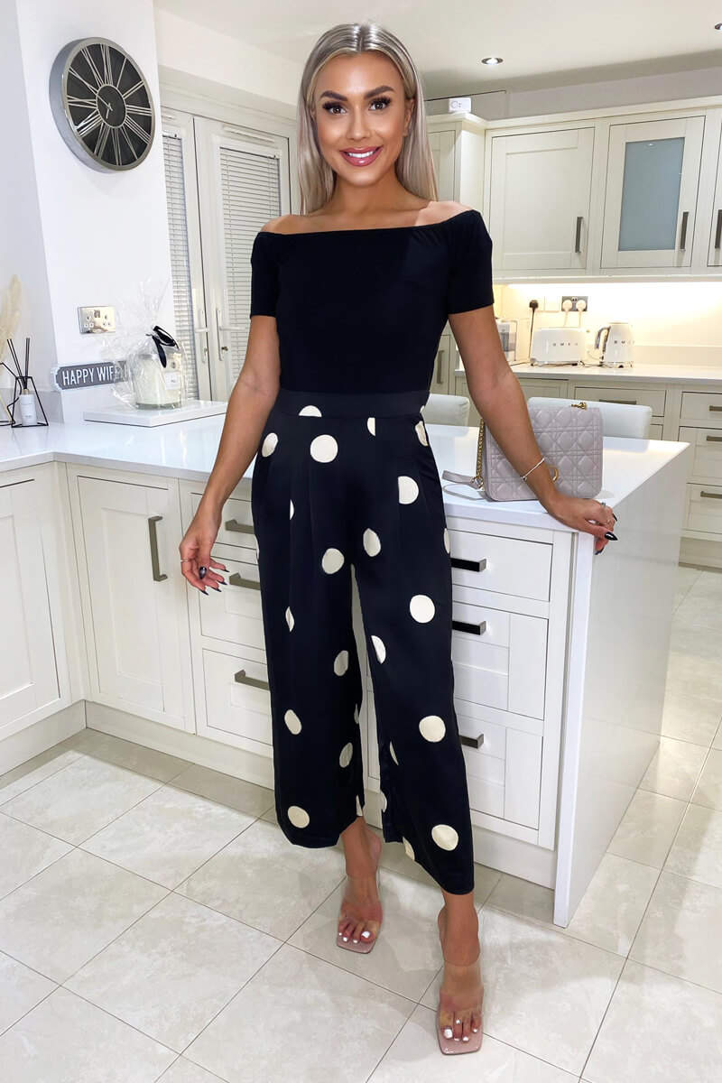 Black And Stone Polka Dot 2 in 1 Jumpsuit
