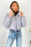 Light Grey Cropped Puffer Jacket