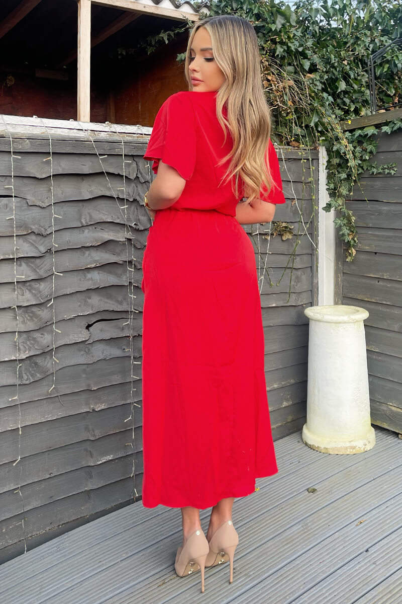 ruched midi dress with split Zenya Split Ruched Midi Dress Black