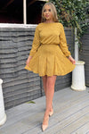 Mustard Polka Dot Long Sleeve Skater Dress