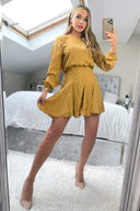 Mustard Polka Dot Long Sleeve Skater Dress