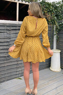 Mustard Polka Dot Long Sleeve Skater Dress