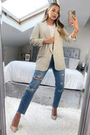 Stone Ruched Sleeve Blazer