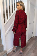 Red Animal Print Elasticated Neck Jumpsuit