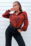 Red And Black Printed Long Sleeve Shirt