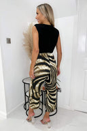 Brown Printed 2 In 1 Tie Belt Jumpsuit