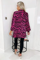 Pink Zebra Print Tie Neck Shirt