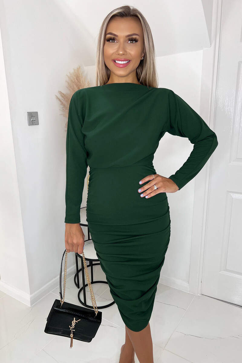 Forest Wide Neck Ruched Bodycon Dress – AX Paris US