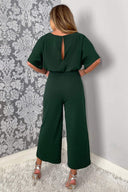 Teal Tie Waist Short Sleeve Culotte Jumpsuit